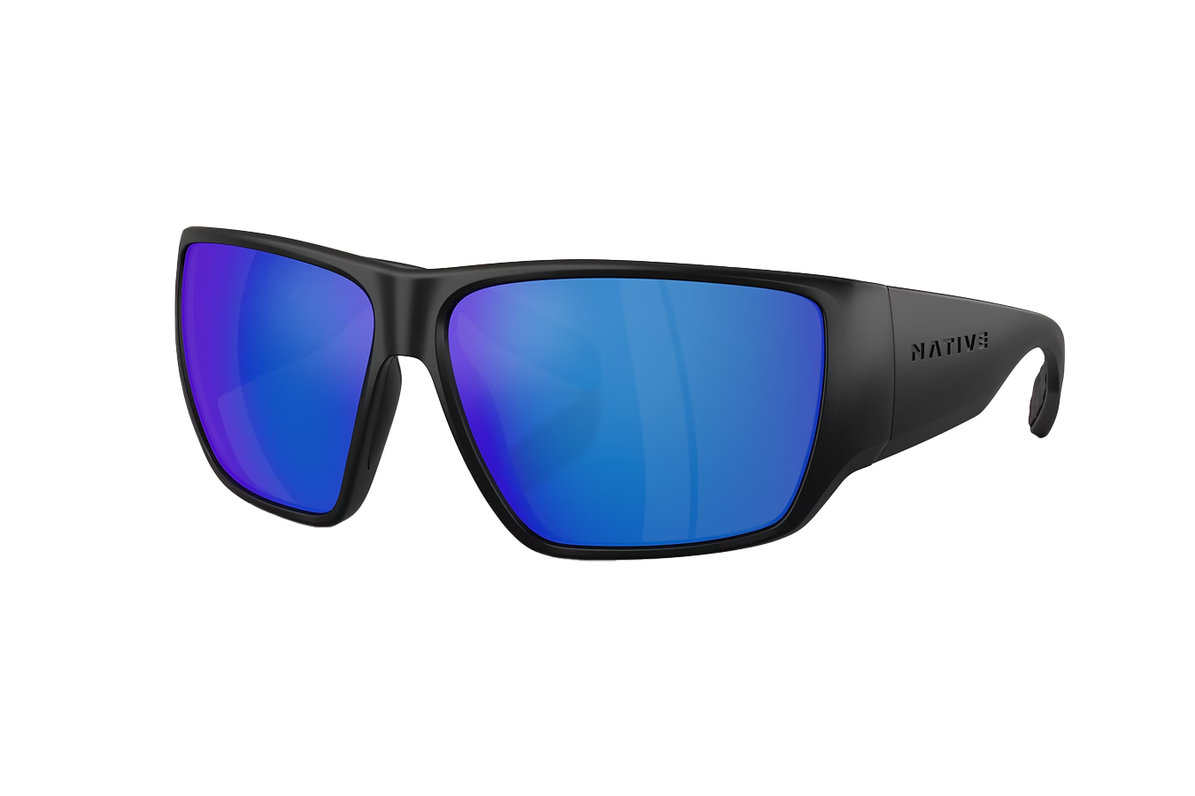 NATIVE EYEWEAR Sightcaster II Matte Black Frame with Blue Reflex Polarized Lenses
